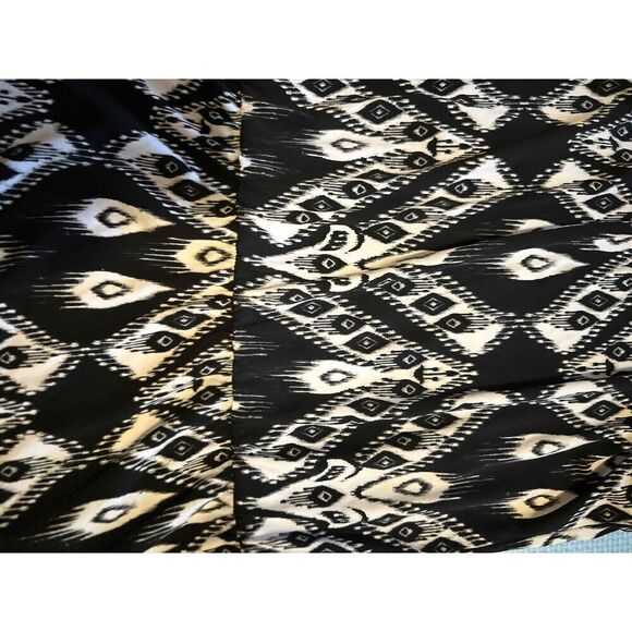 White House Black Market Black White Sleeveless Tie Neck Elastic Waist Dress - Picture 3 of 6